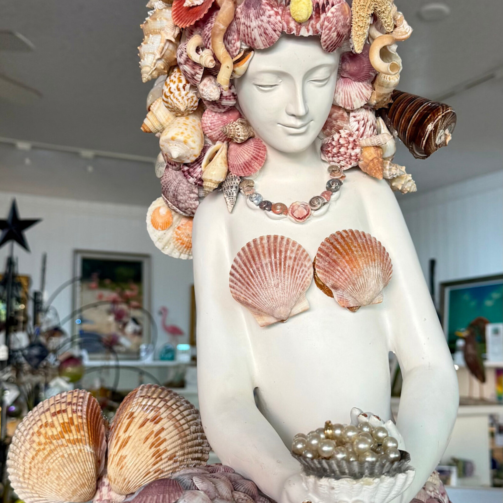 Mishka Michaela Bozkova Shell Maiden, figure with shells, 18x15", MISHKA