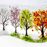 Ohland Studios "Four Seasons" curved glass art panel, Med, 6x9", OHLS