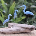 Molly Potter Thayer "Baby Blue Trio", driftwood w/ceramic birds, MOLT