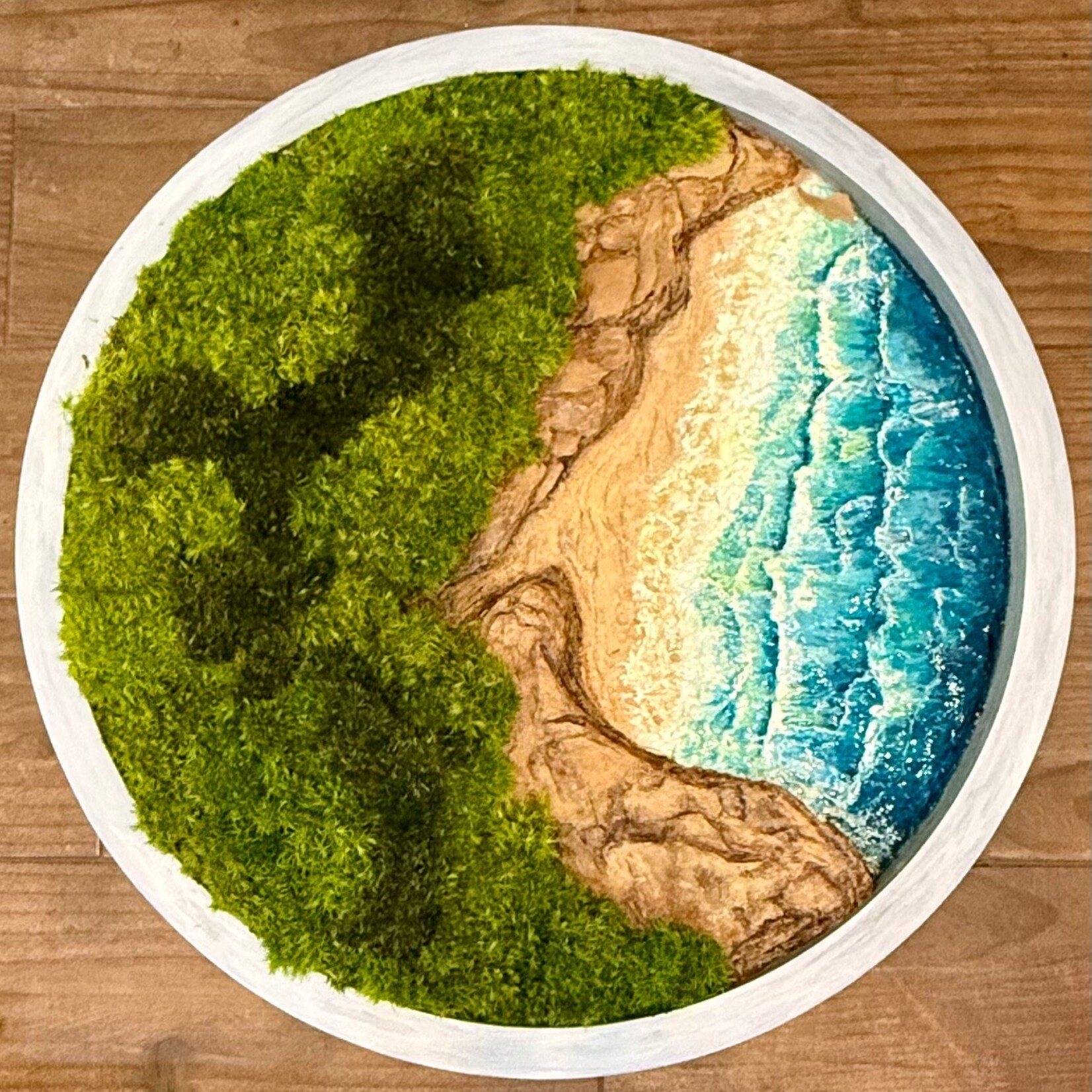 Carol Merritt "MOSSY COVE".  mixed media, 18"D, CARM