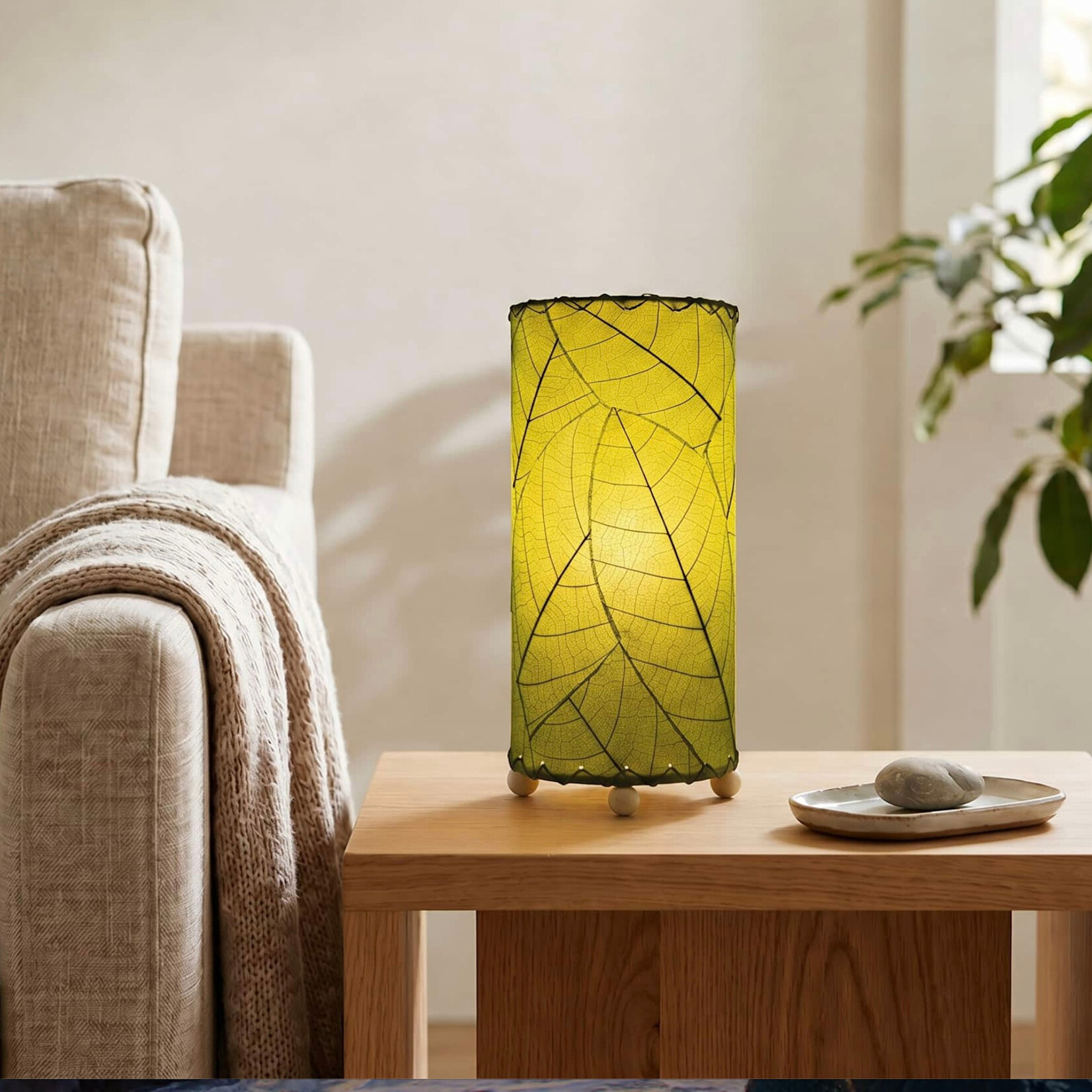 Eangee Home Design LAMP,  EANGEE,  Cocoa Leaf Cylinder 12" Table, Green