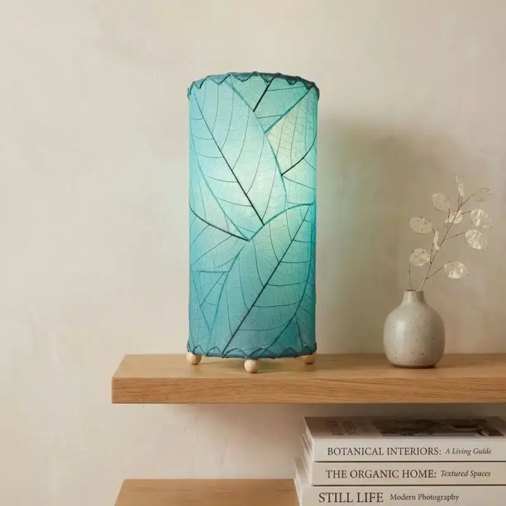 Eangee Home Design LAMP,  EANGEE,  Cocoa Leaf Cylinder 12" Table, Sea Blue