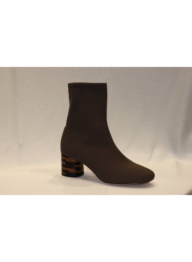 Stretch bootie with 1.5" rounded stacked heel MARISA