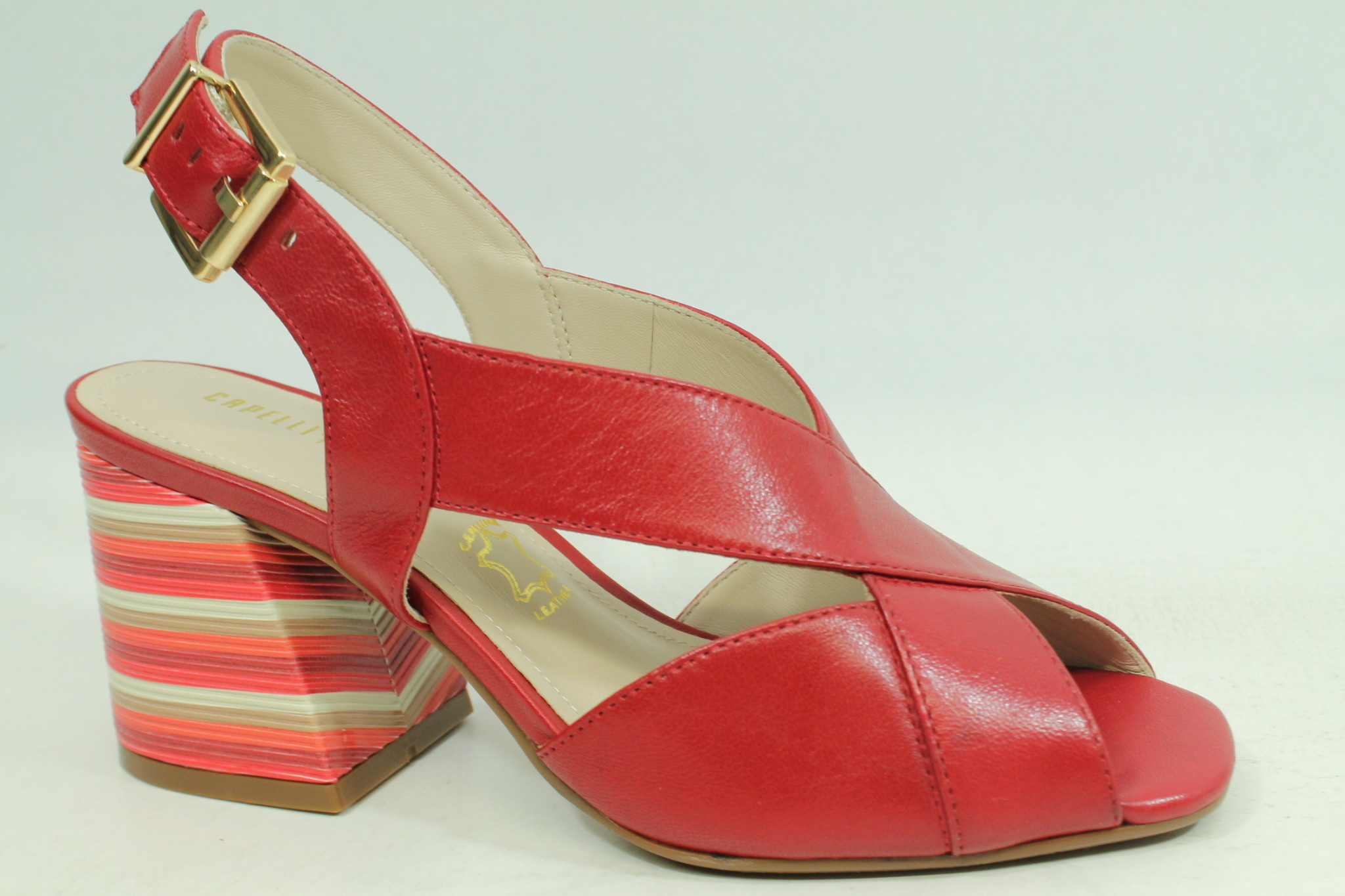 criss cross strappy open toe chunky heel tan