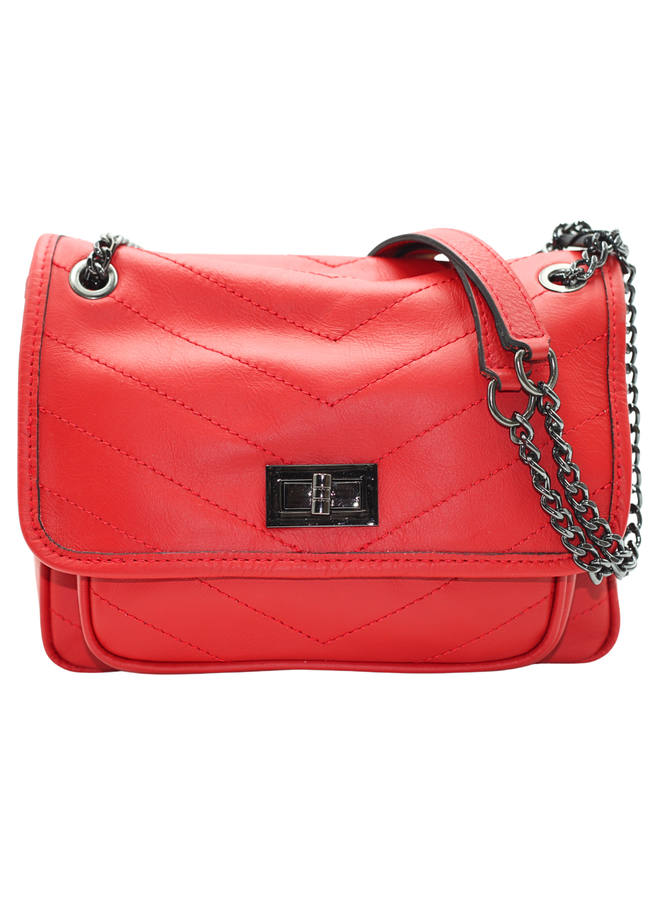 Midsize Leather w/chain handbag 5253