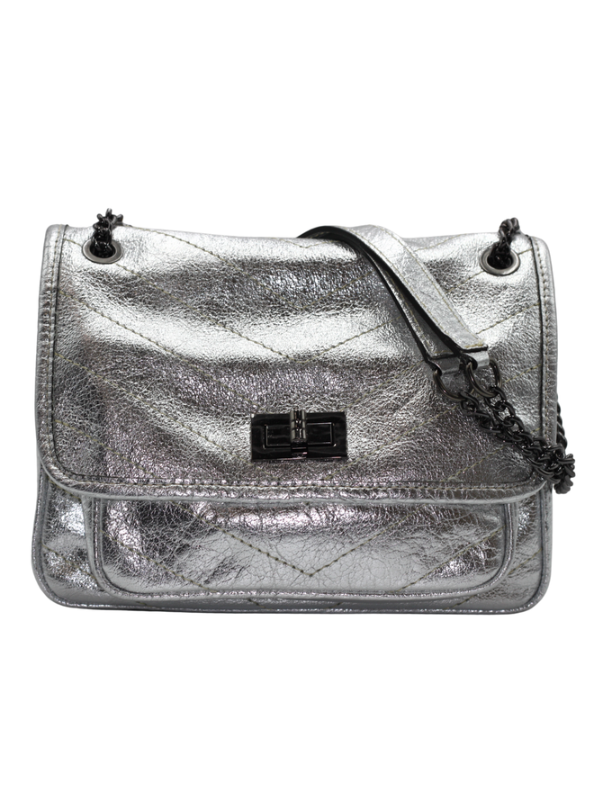Midsize Leather w/chain handbag 5253
