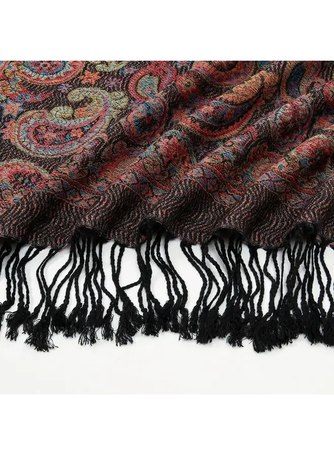 Bohemian Paisley Print Scarf with Fringe