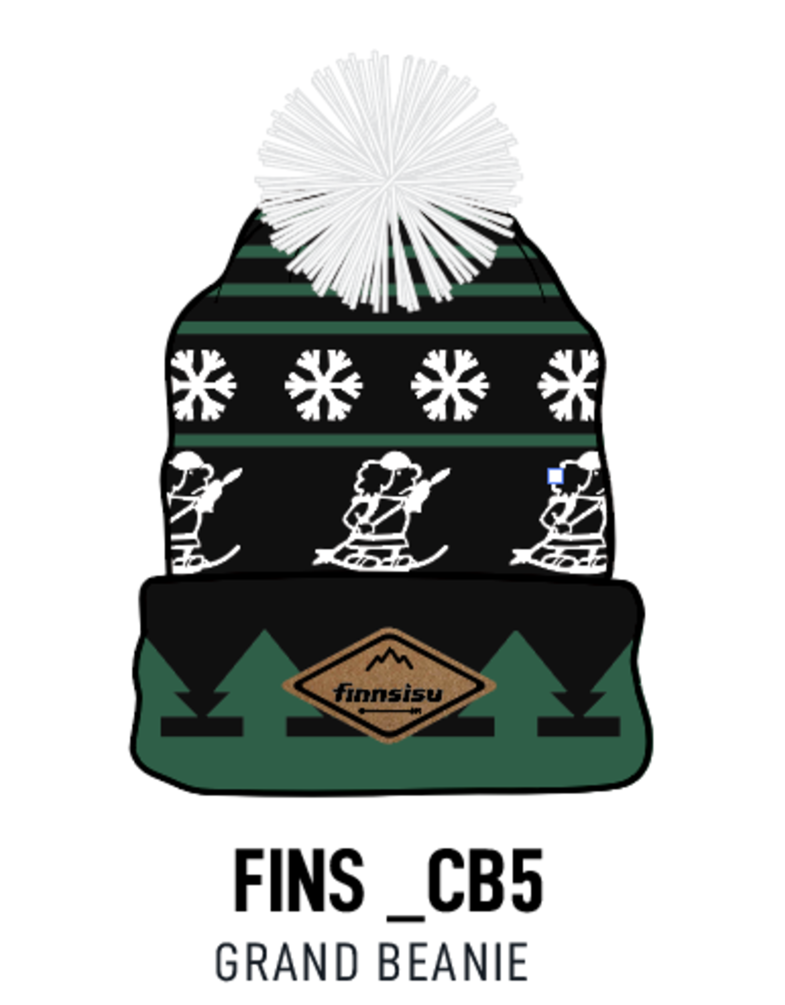 Finn Sisu Green/Black Custom Pom Beanie Hat