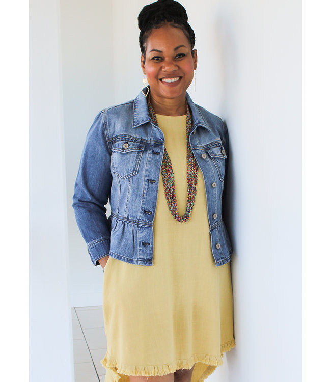 yellow peplum jacket