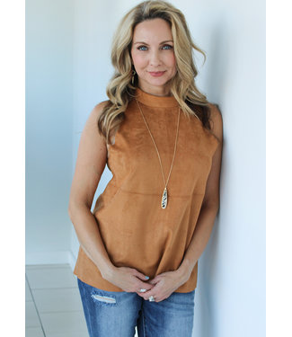 SUEDE HIGH NECK TOP- 2 Colors