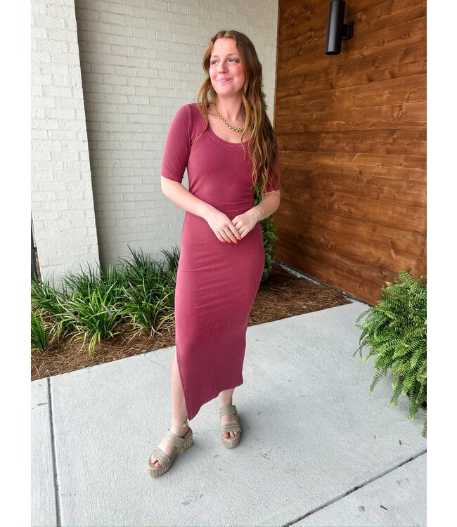 RIBBED MIDI DRESS