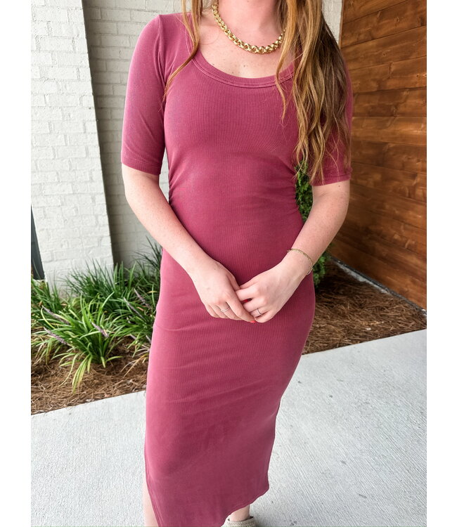 RIBBED MIDI DRESS