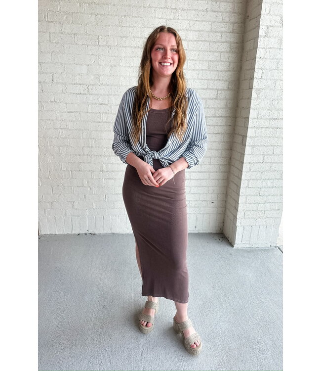 RIBBED MIDI DRESS