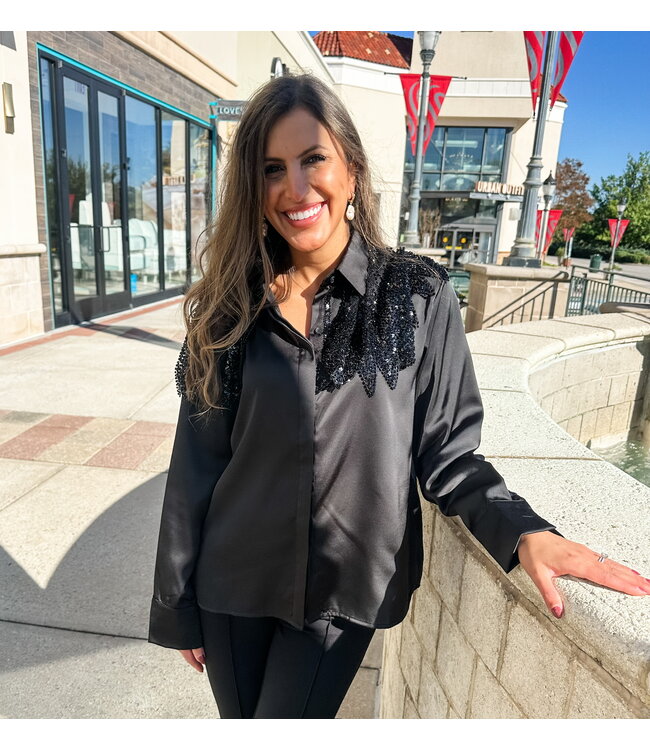 FEATHER EMBELLISH BLOUSE