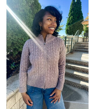 CABLE ZIP SWEATER