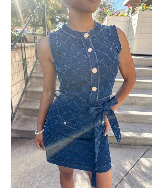 DENIM ACCENT DRESS