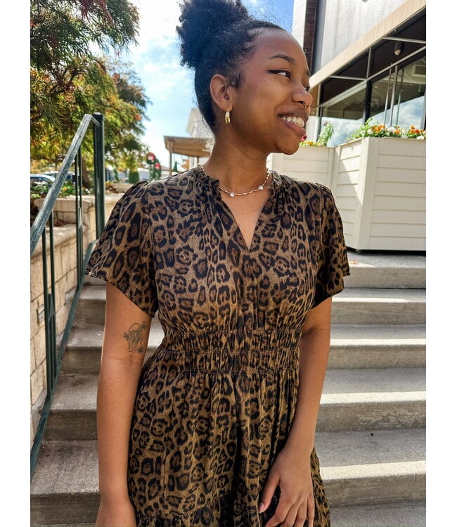 LEOPARD SATIN DRESS