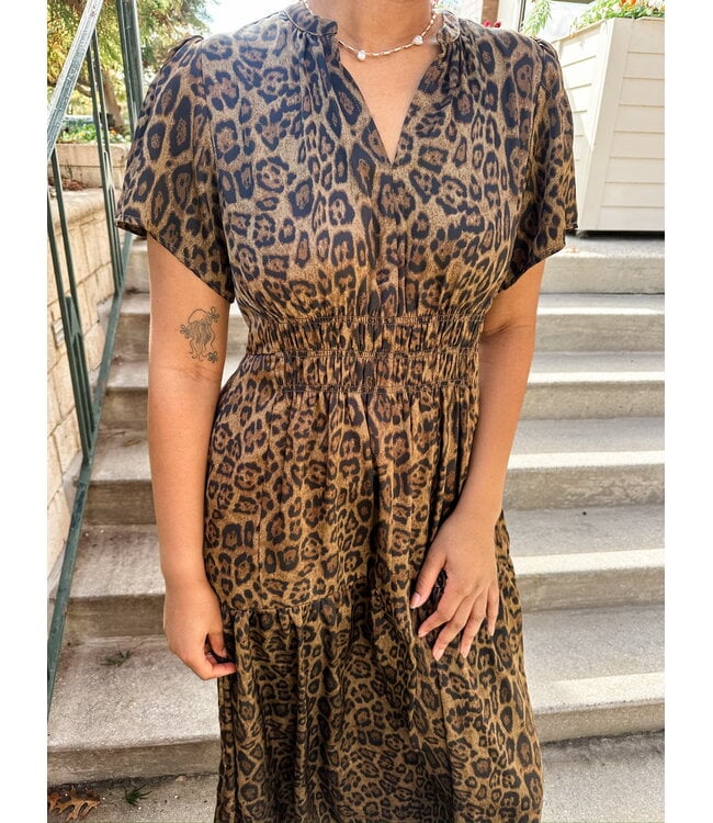 LEOPARD SATIN DRESS