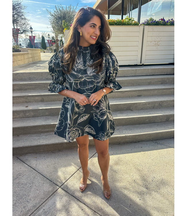 HIGH NECK RUFFLE DRESS