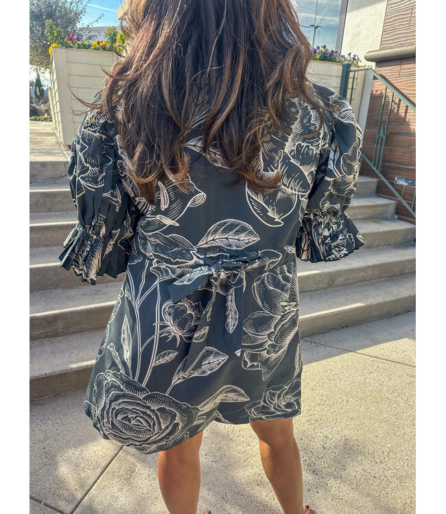 HIGH NECK RUFFLE DRESS