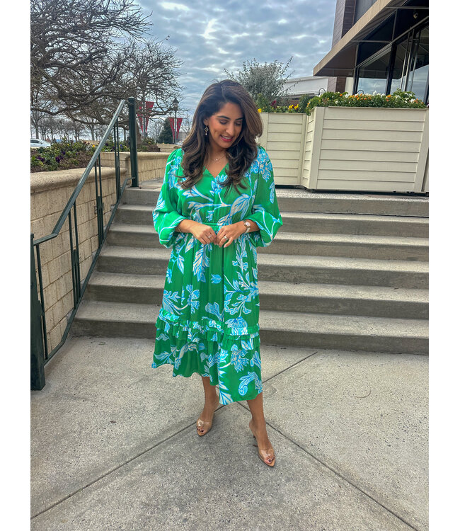 FLORAL SURPLICE DRESS