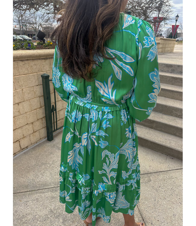 FLORAL SURPLICE DRESS