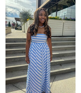 STRAPLESS STRIPE DRESS
