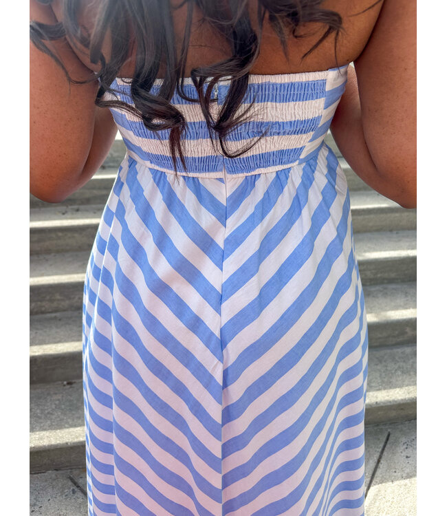 STRAPLESS STRIPE DRESS