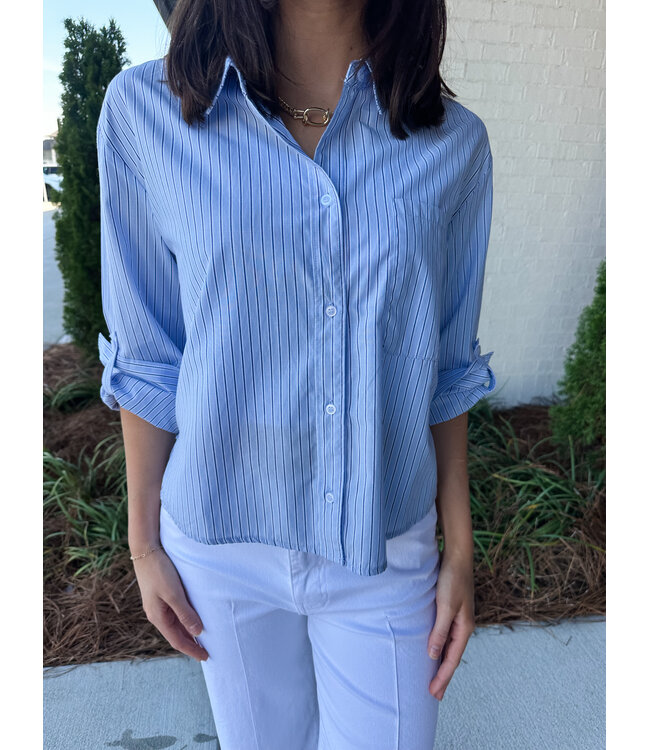 PIN STRIPE COLLAR SHIRT