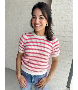 SCALLOP STRIPE SWEATER