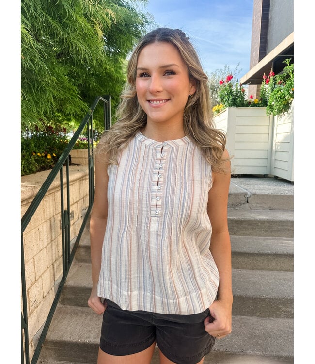 STRIPE GAUZE TOP
