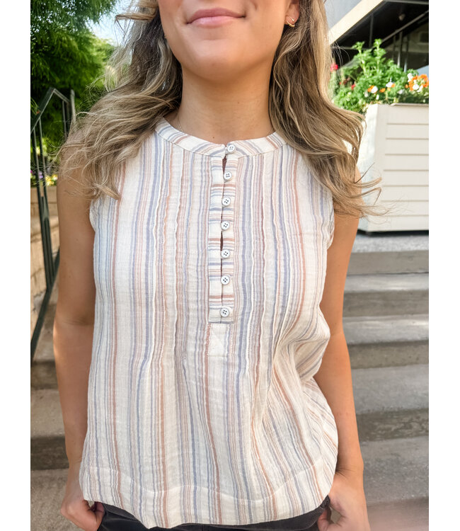 STRIPE GAUZE TOP