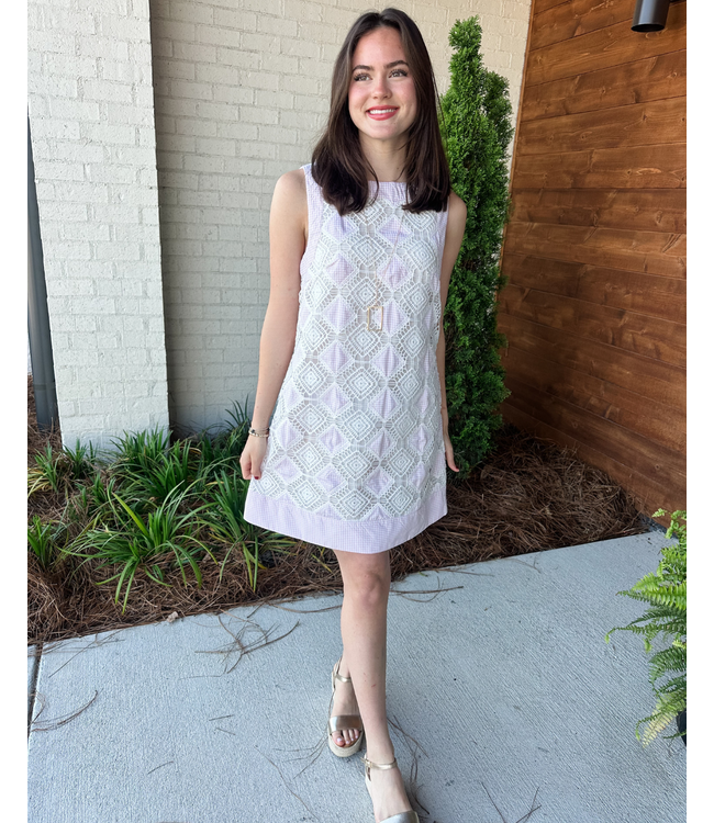 GINGHAM CROCHET DRESS