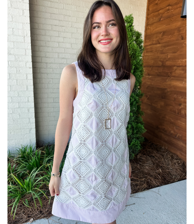 GINGHAM CROCHET DRESS