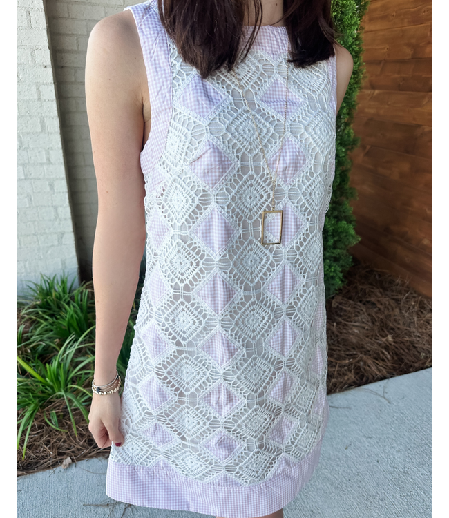 GINGHAM CROCHET DRESS