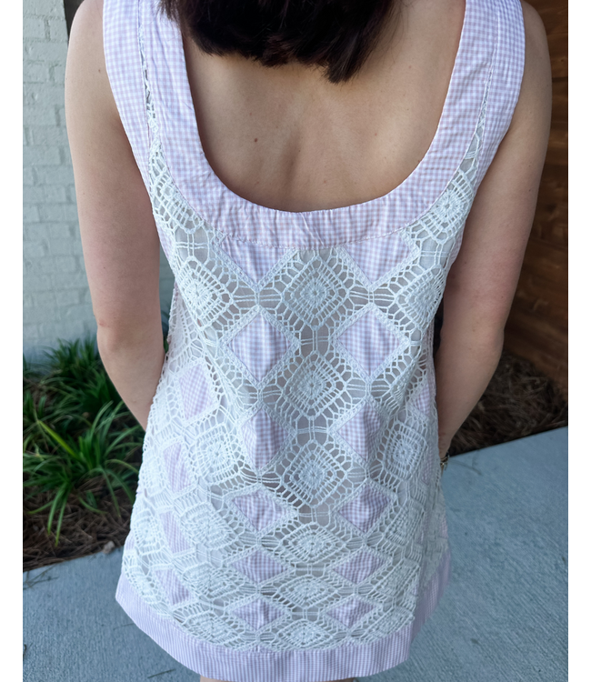 GINGHAM CROCHET DRESS