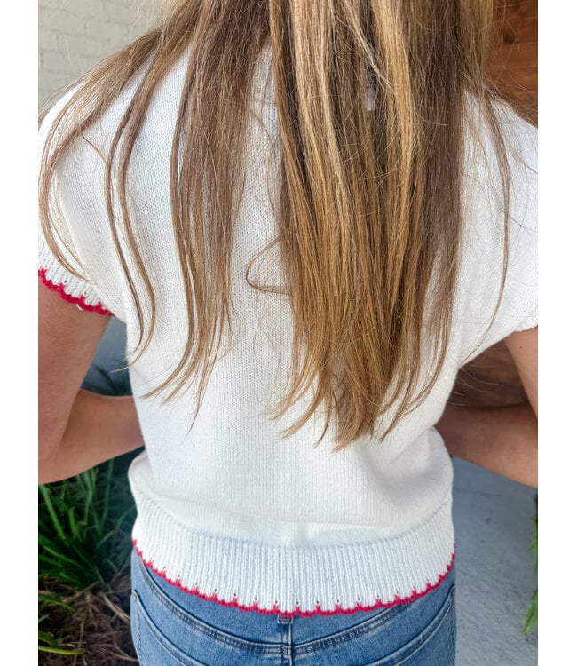 CAP SLEEVE FLAG SWEATER