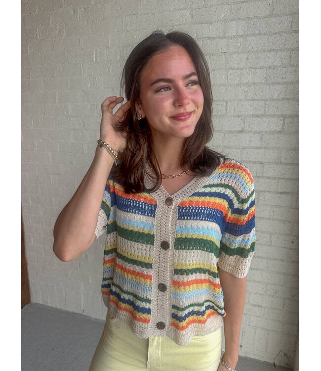 STRIPE CROCHET CARDY