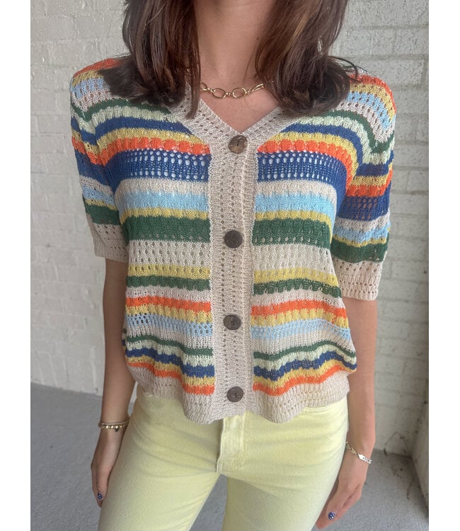 STRIPE CROCHET CARDY