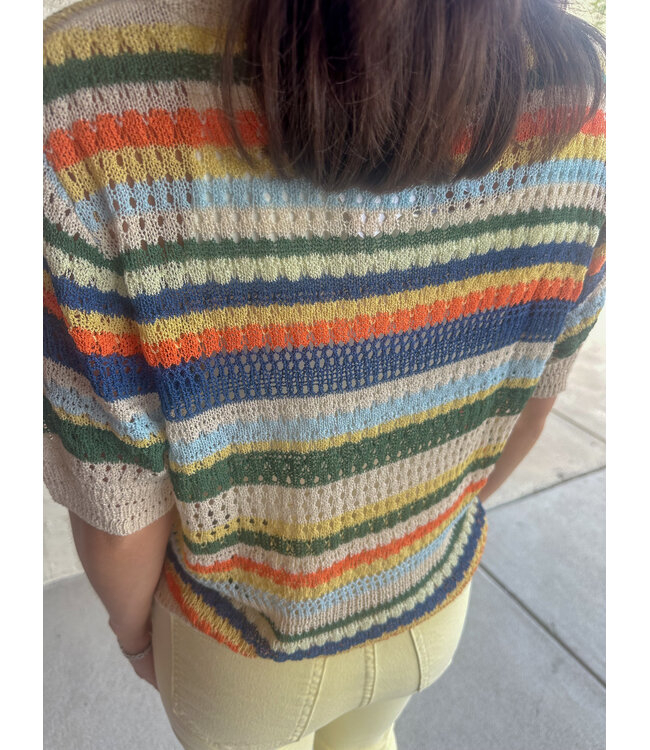 STRIPE CROCHET CARDY