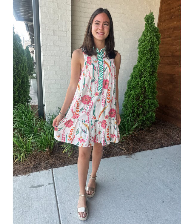 GINGHAM FLORAL DRESS