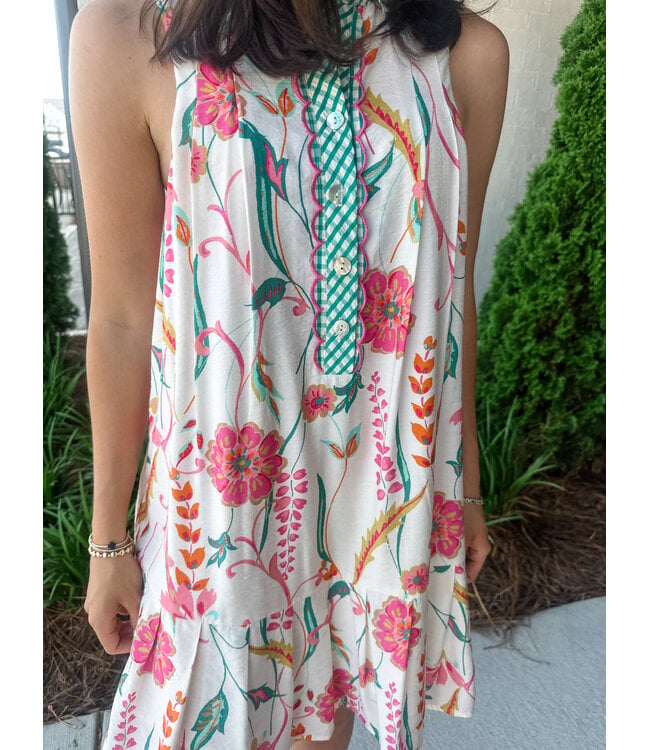 GINGHAM FLORAL DRESS