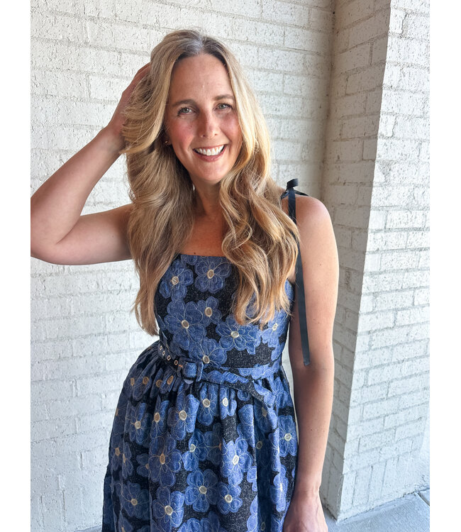 DENIM FLOWER DRESS