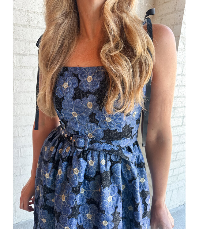DENIM FLOWER DRESS