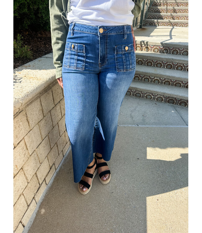 MEG BUTTON PATCH DENIM