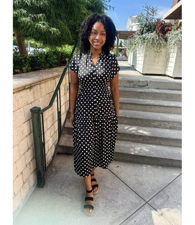 DOTTED SATIN MIDI
