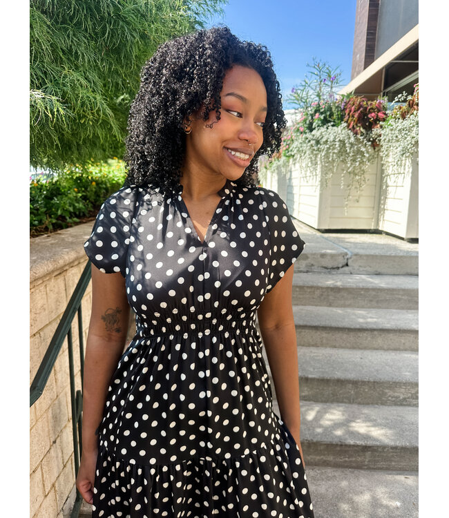 DOTTED SATIN MIDI