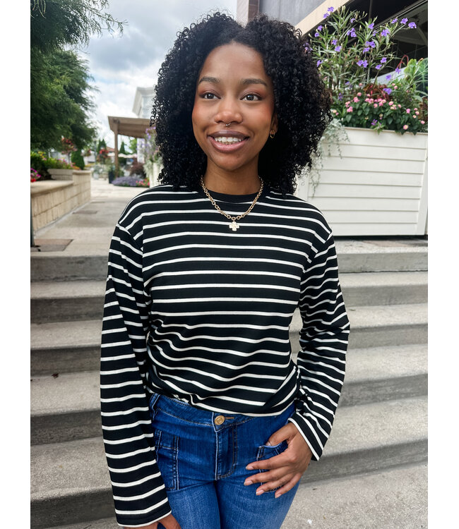 STRIPE SCRUNCH SWEATSHIRT
