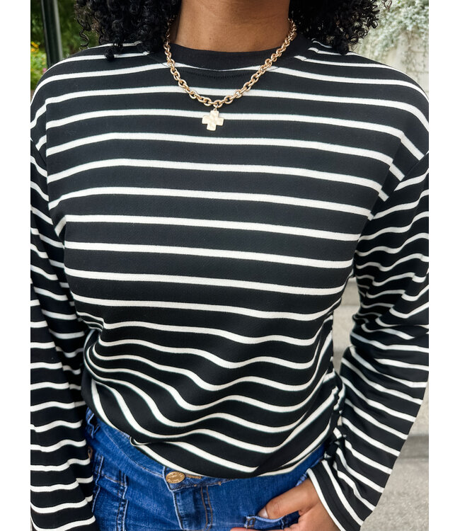 STRIPE SCRUNCH SWEATSHIRT