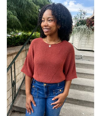 POINTELLE DOLMAN SWEATER